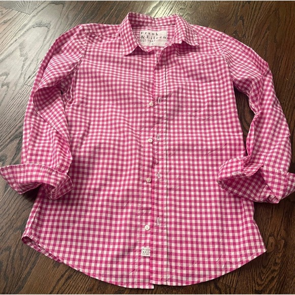 Frank & Eileen Tops - Frank & Eileen Gingham Button Down Shirt Pink White - Large